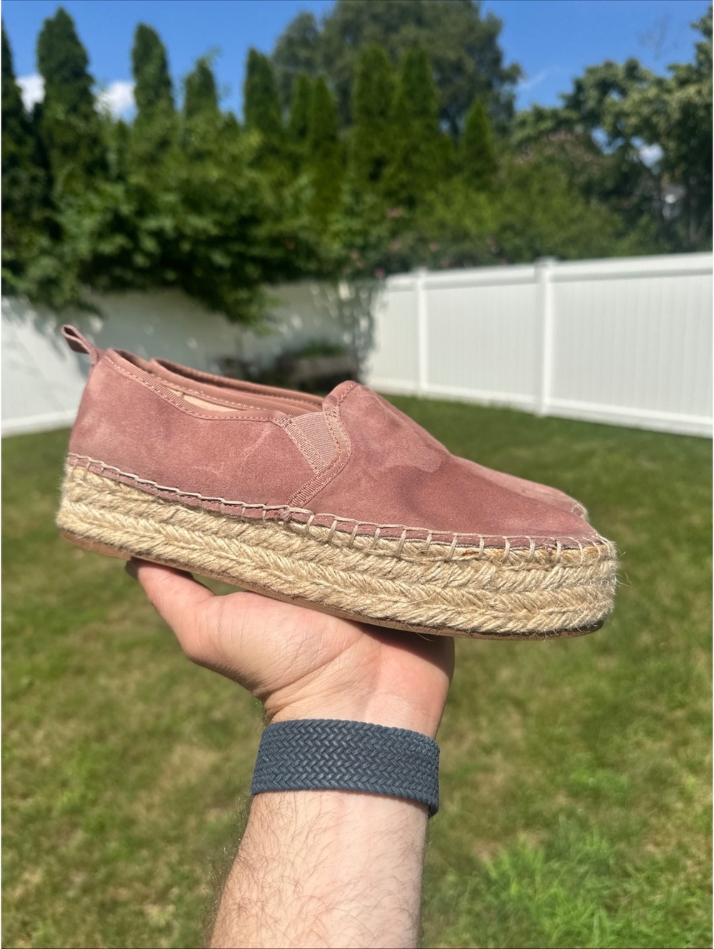 Sam Edelman Platform Espadrille Flats Pink Suede Womens 7M